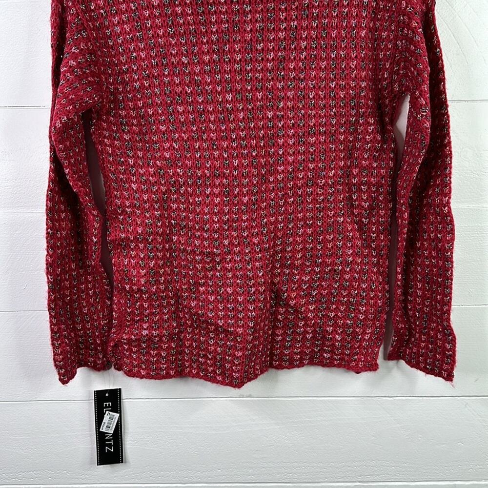 ELEMENTZ Pink Metallic Silver Knitted Pullover Long Sleeve Sweater Size Small - Picture 4 of 11